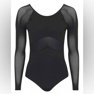 Ivy Park Women's Bodysuit Long Sleeve Mesh Stretch Black S Athleisure Streetwear